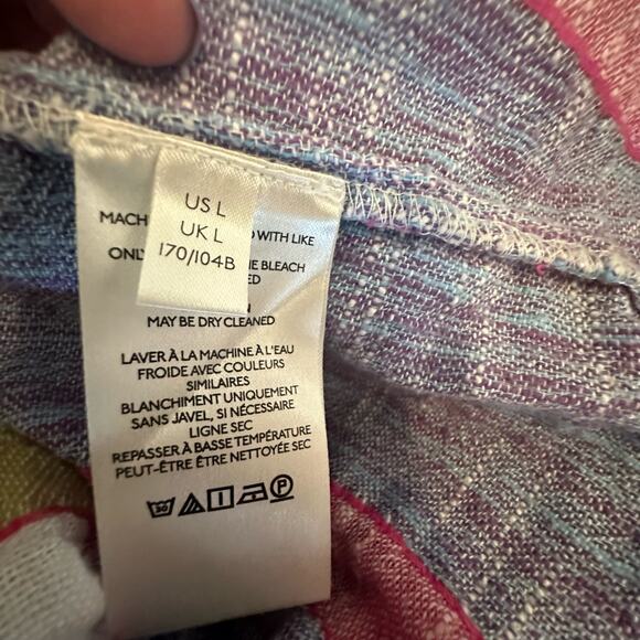 By Anthropologie Cotton Sleeveless Multicolored Textured Blouse sz L - Picture 8 of 10